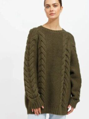 Brunette the Label Adele Cable Knit Big Sister Sweater  L/XL